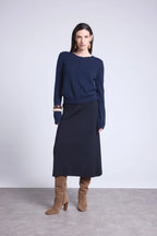 Neva Round-Neck Cardigan - Navy Blue - Women