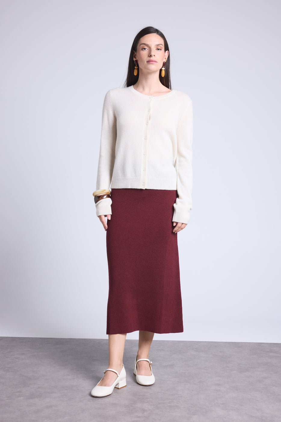 Cardigan Col Rond Neva - Blanc - Femme