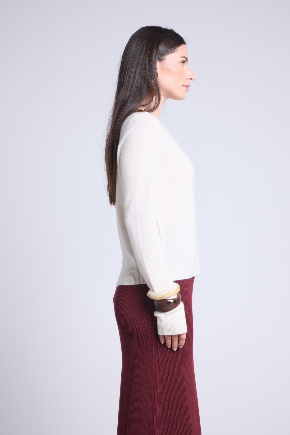 Cardigan Col Rond Neva - Blanc - Femme