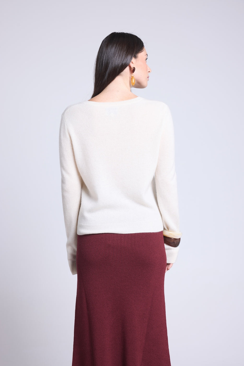 Cardigan Col Rond Neva - Blanc - Femme