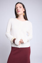 Cardigan Col Rond Neva - Blanc - Femme