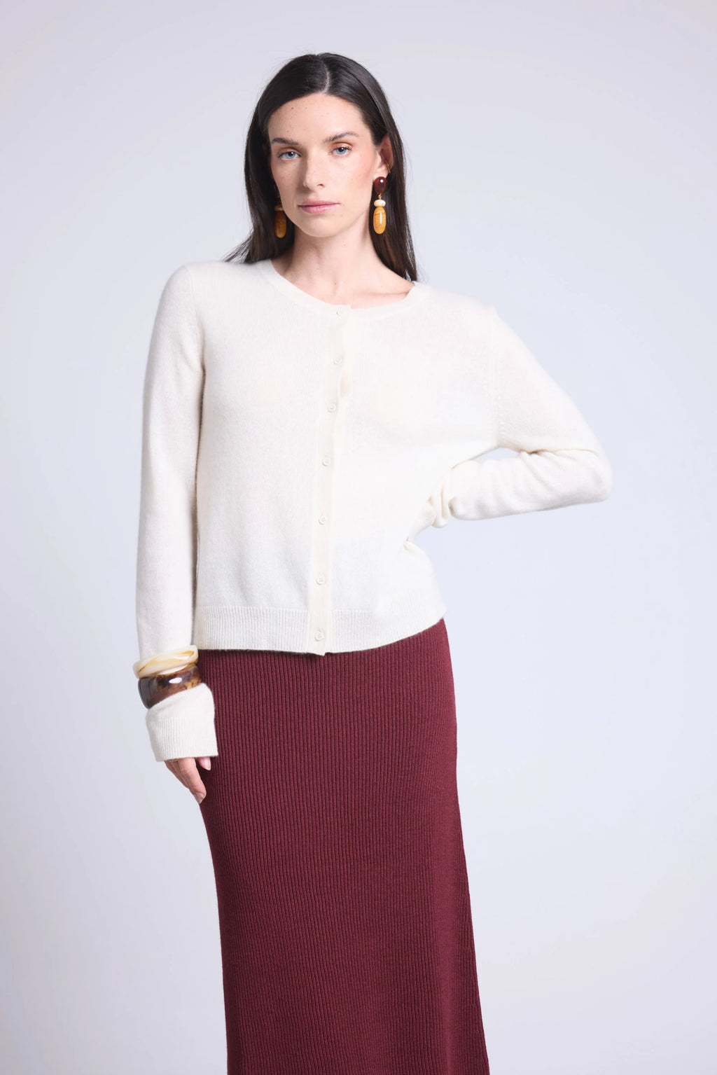 Cardigan Col Rond Neva - Blanc - Femme