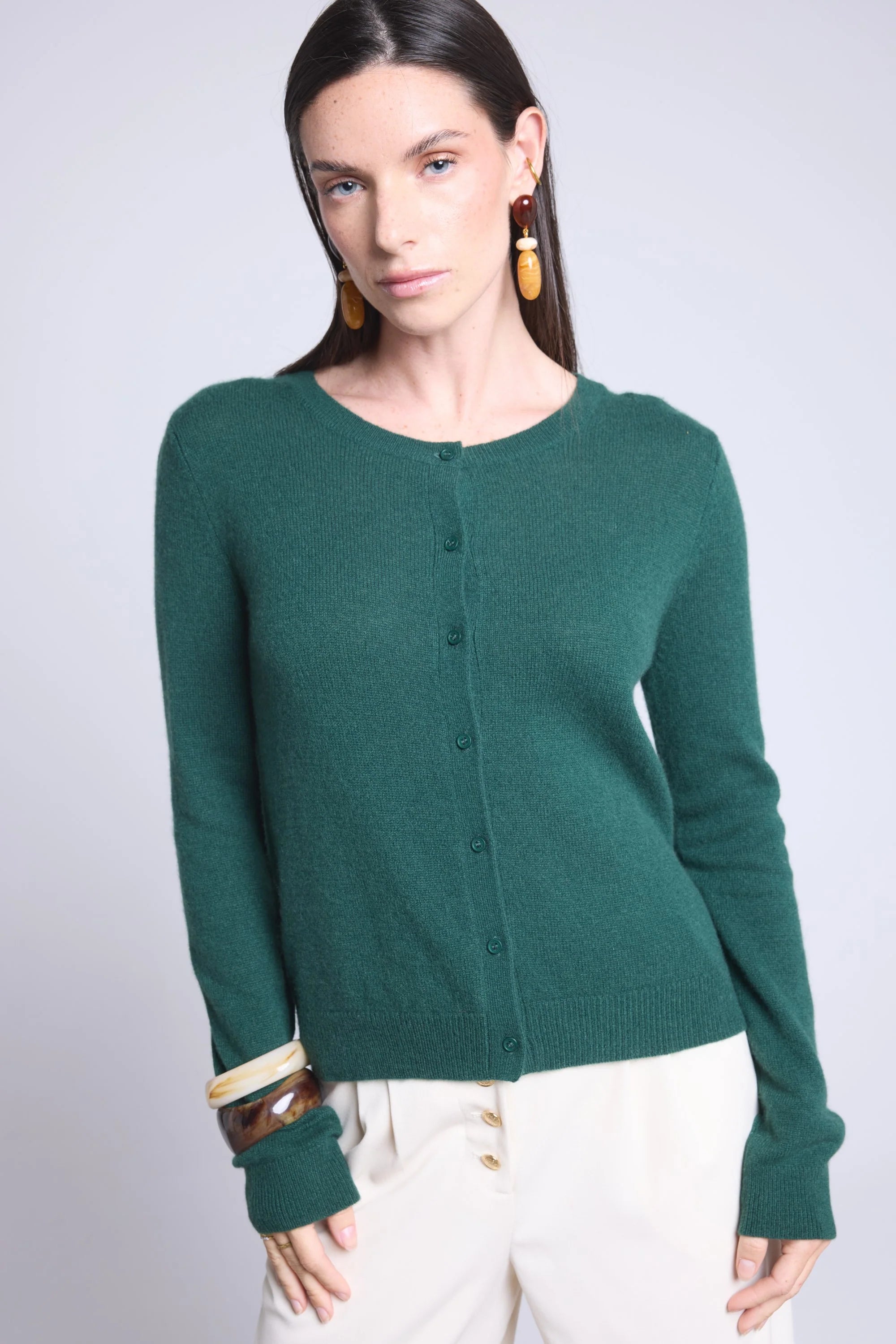 Cardigan Col Rond Neva - Vert Bouteille - Femme