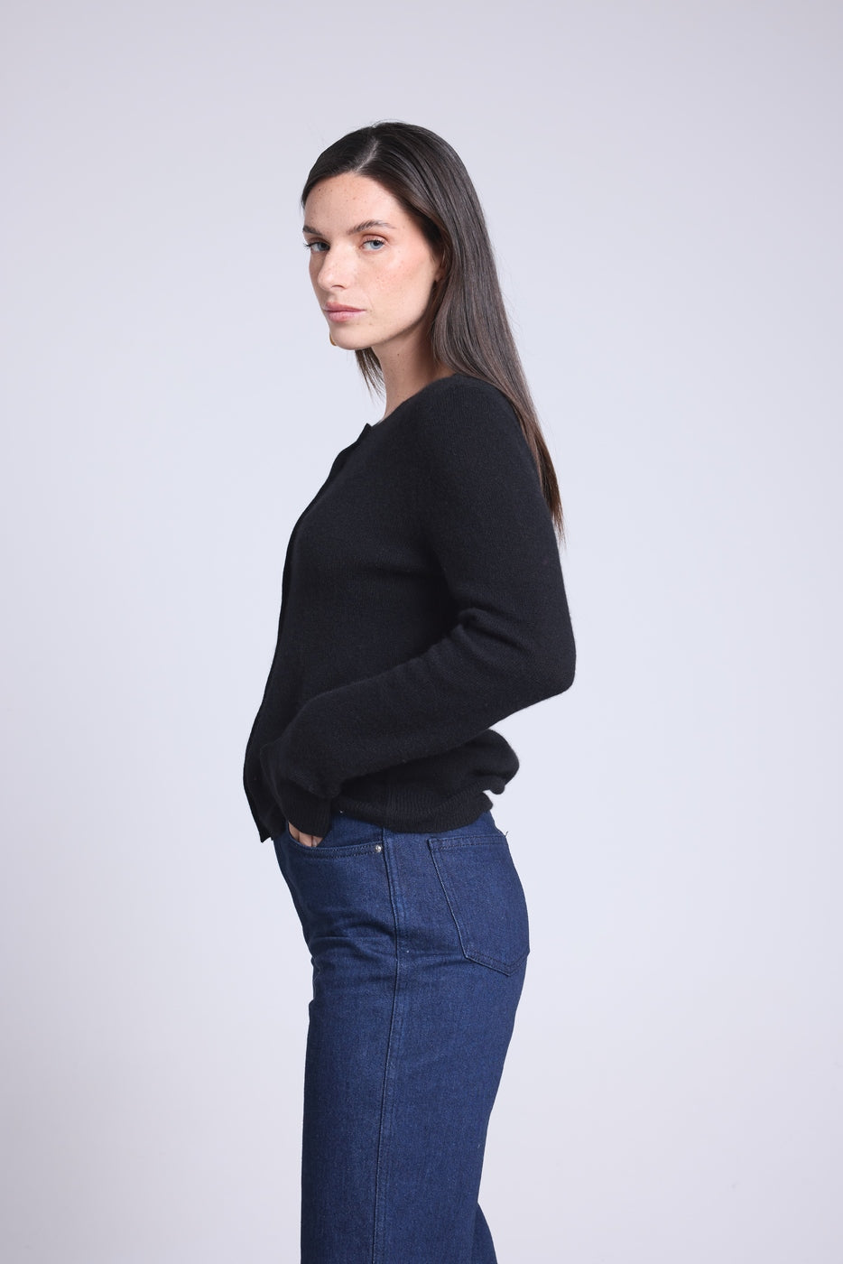 Cárdigan de cuello redondo Neva - Negro - Mujer
