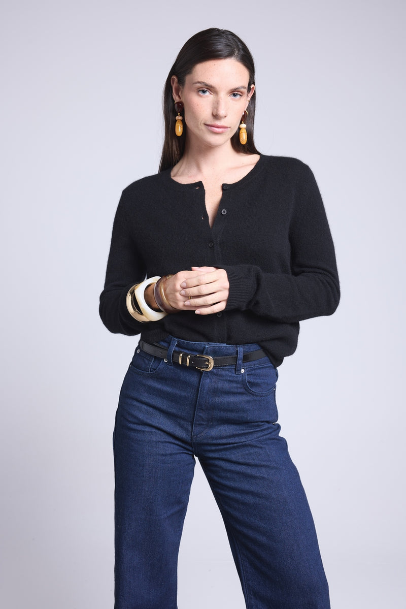 Cardigan Col Rond Neva - Noir - Femme