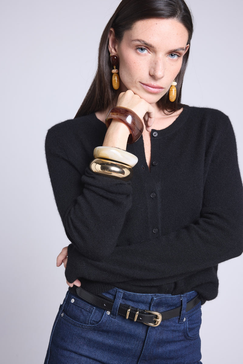 Cardigan Col Rond Neva - Noir - Femme