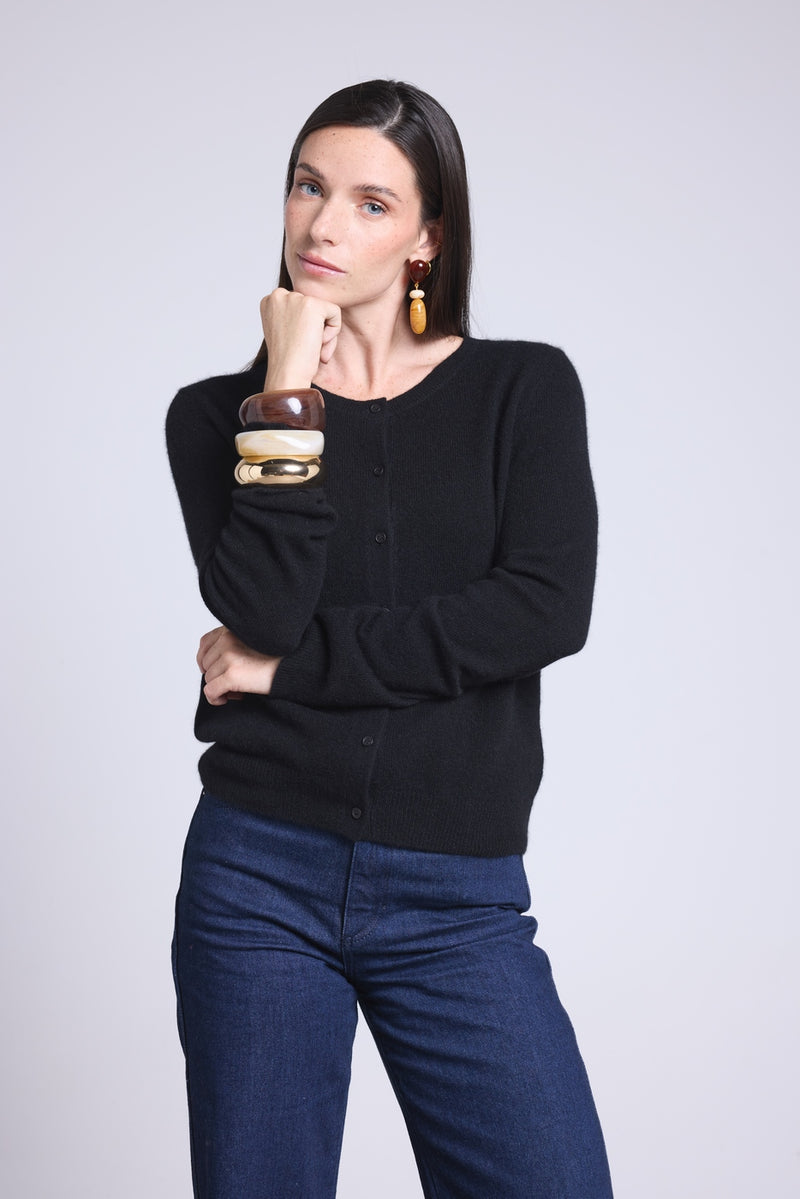 Cardigan Col Rond Neva - Noir - Femme