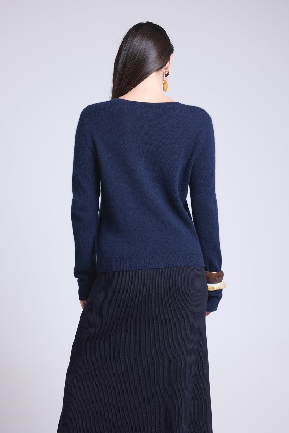 Neva Round-Neck Cardigan - Navy Blue - Women