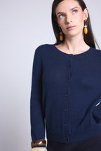 Neva Round-Neck Cardigan - Navy Blue - Women