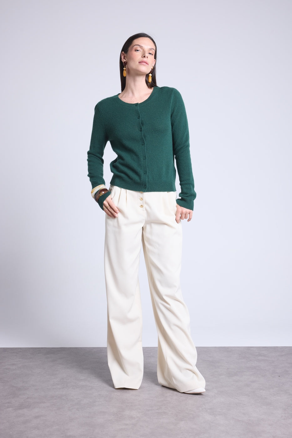 Cardigan Col Rond Neva - Vert Bouteille - Femme