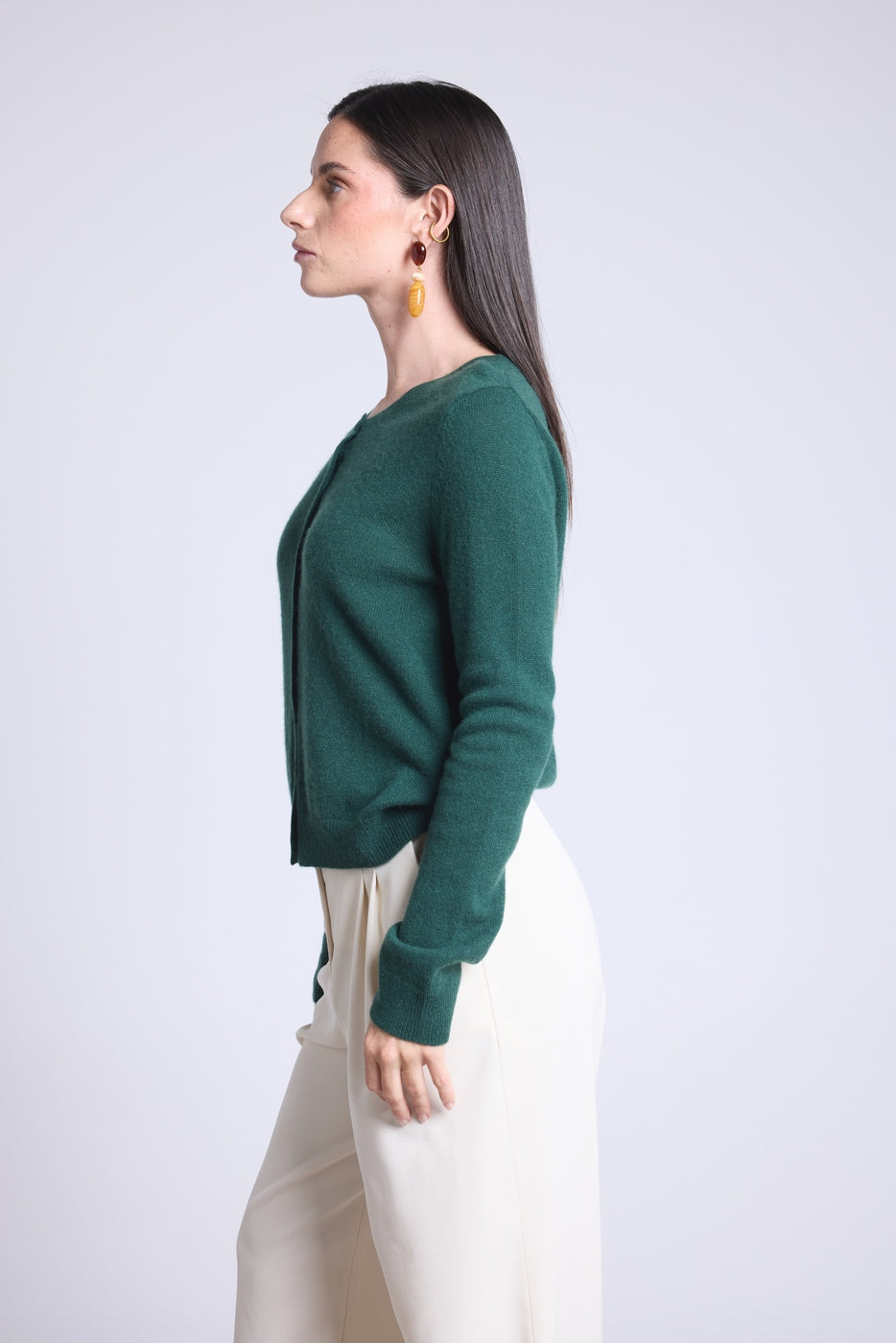 Cardigan Col Rond Neva - Vert Bouteille - Femme
