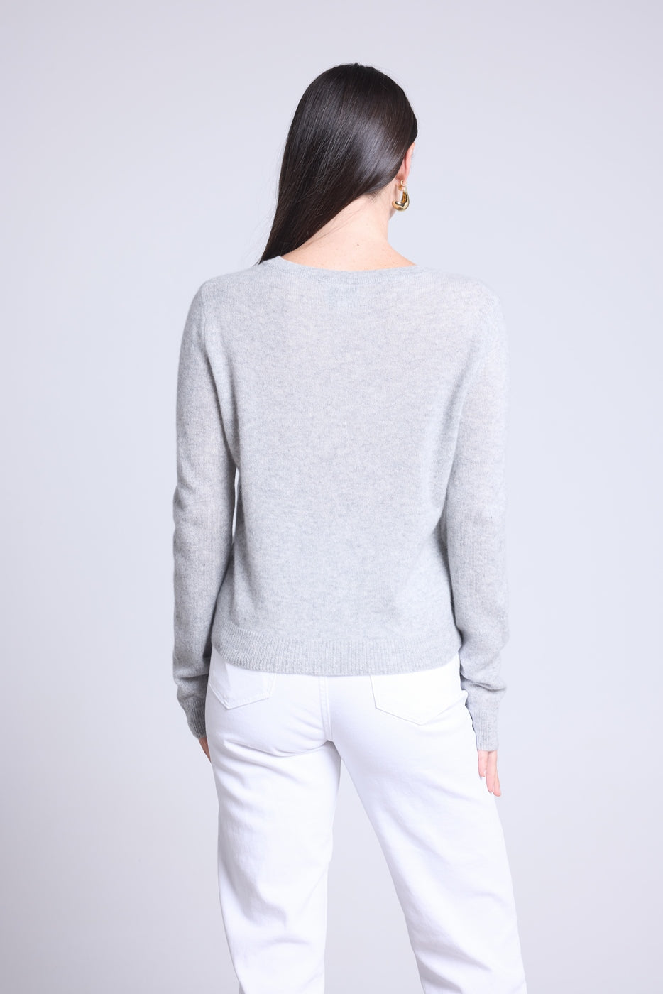 Neva Crew-Neck Cardigan - Light Grey - Women