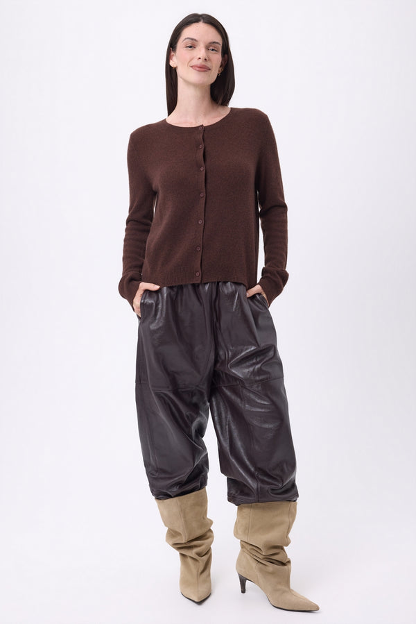 Cárdigan Cuello Redondo Neva - Marrón Chocolate - Mujer - 100% Cachemira
