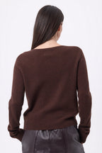 Cardigan Collo Tondo Neva - Marrone Cioccolato - Donna - 100% Cashmere
