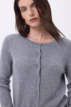 Cárdigan De Cuello Redondo Neva - Gris Oscuro - Mujer - 100% Cachemira