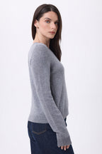 Cárdigan De Cuello Redondo Neva - Gris Oscuro - Mujer - 100% Cachemira