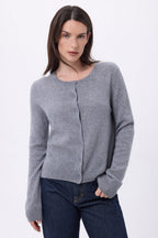 Cárdigan De Cuello Redondo Neva - Gris Oscuro - Mujer - 100% Cachemira