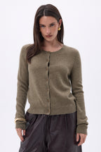 Cardigan Col Rond Neva - Khaki Chine - Femme