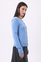 Cárdigan de cuello redondo Neva - Azul claro - Mujer