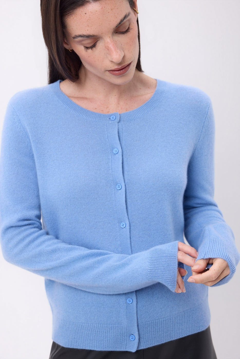 Cárdigan de cuello redondo Neva - Azul claro - Mujer