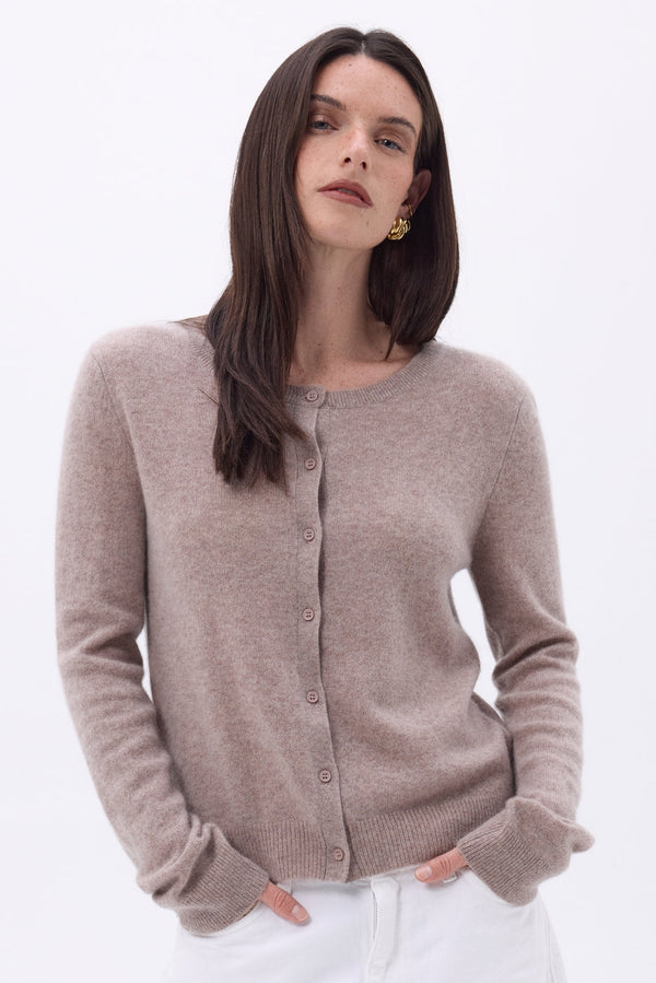 Cárdigan De Cuello Redondo Neva - Avellana - Mujer - 100% Cachemira