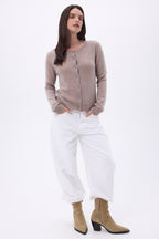Cárdigan de cuello redondo Neva - Avellana - Mujer