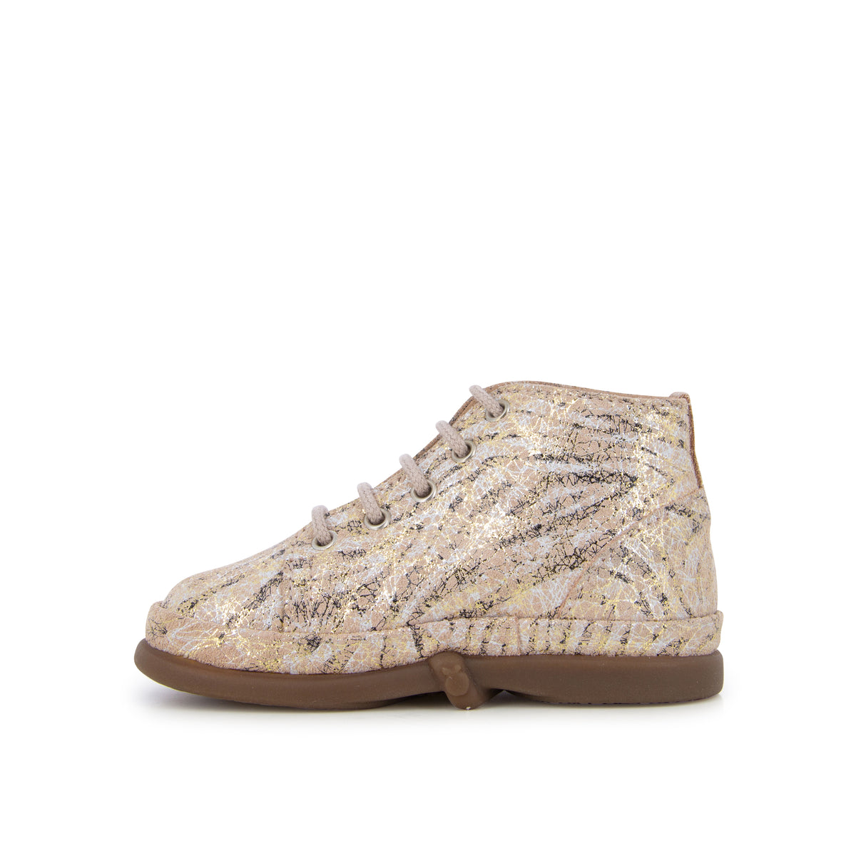 Pom d'Api – Pom D'Api - Newflex Basic - Nude, chaussure montante pour enfant, beige et dor'e, vue de profil