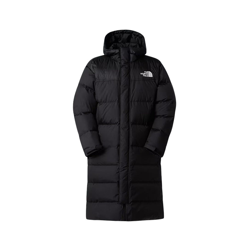 The North Face - Doudoune Longue À Capuche Nuptse - Noir Blanc Noir