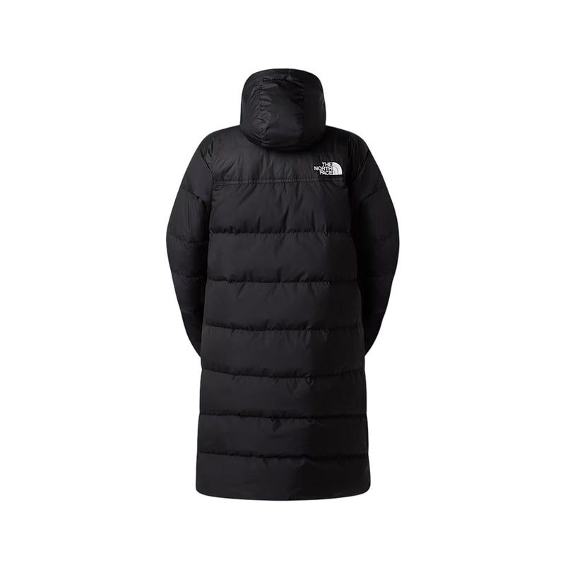 The North Face - Doudoune Longue À Capuche Nuptse - Noir Blanc Noir
