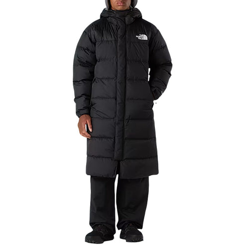 The North Face - Doudoune Longue À Capuche Nuptse - Noir Blanc Noir