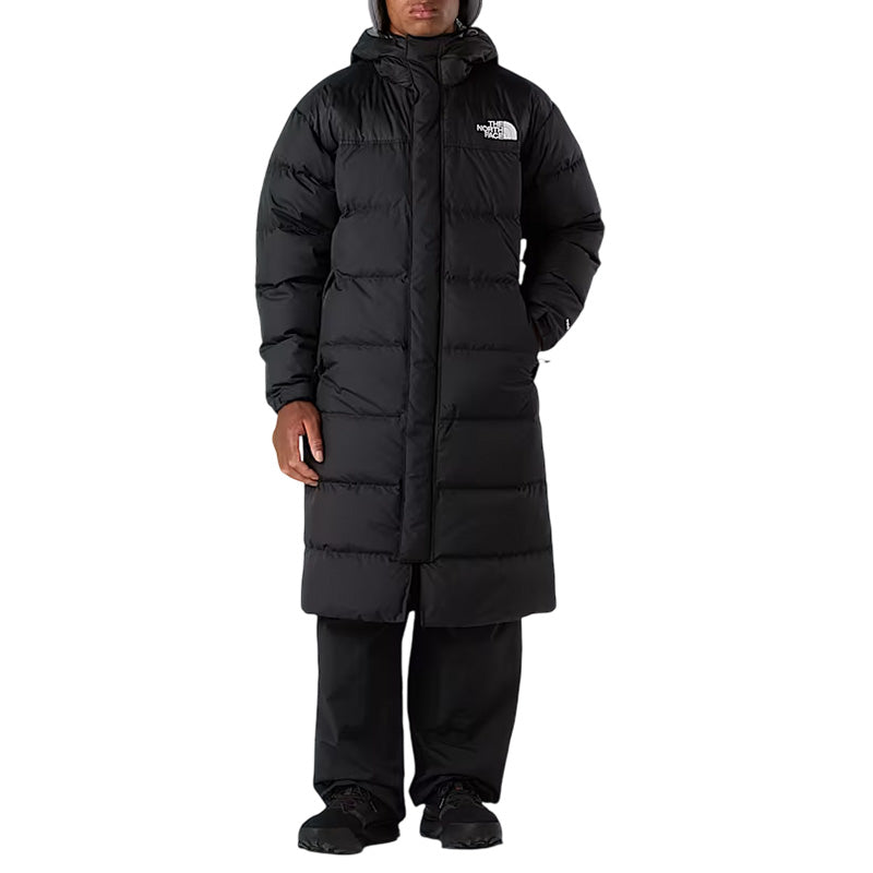 The North Face - Doudoune Longue À Capuche Nuptse - Noir Blanc Noir