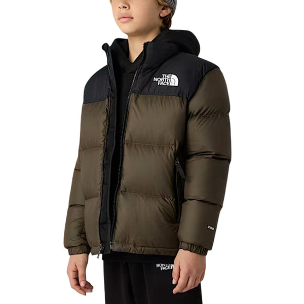 The North Face - Chaqueta de plumas con capucha 1996 Retro Nuptse - Caqui/Negro