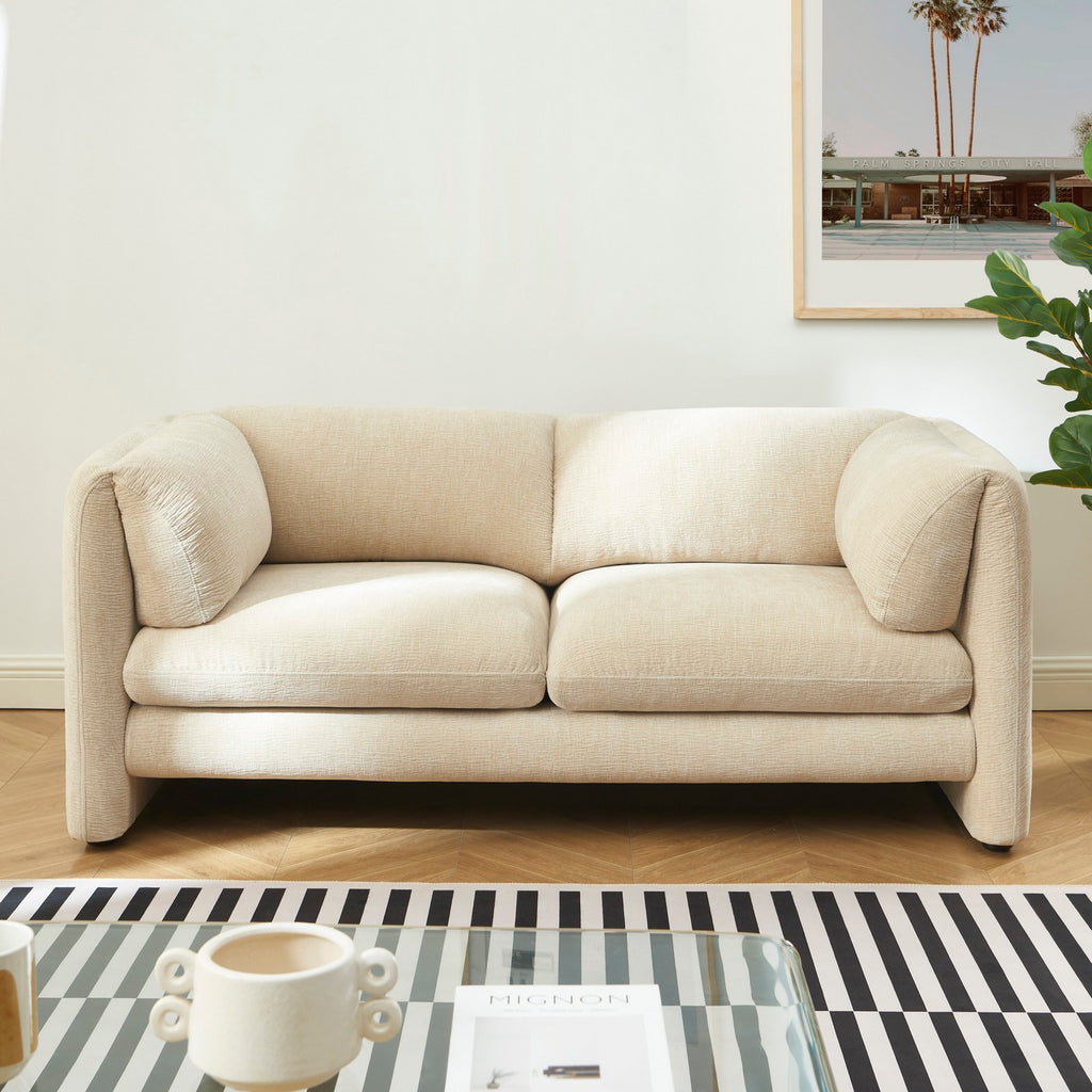 Nikki - Sofá 2 Plazas - Terciopelo Texturizado - Beige