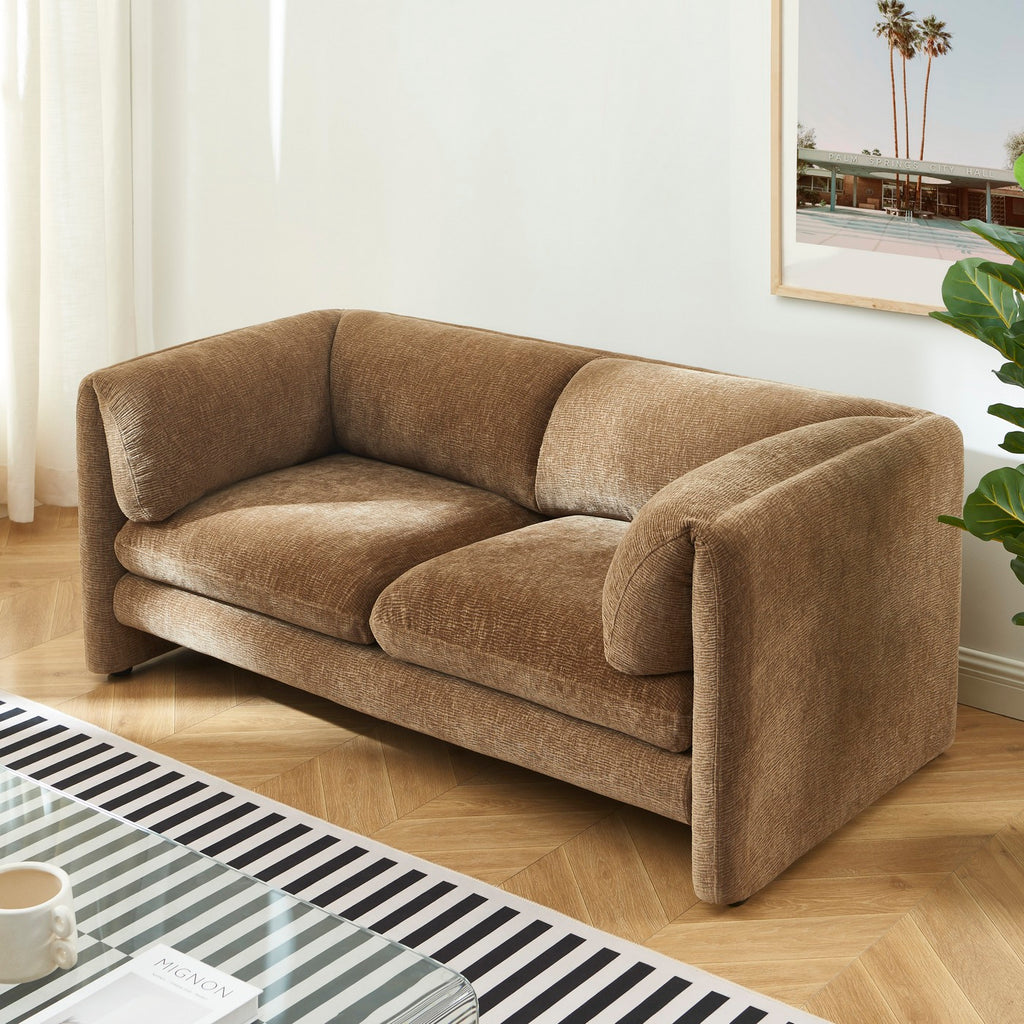 Nikki - 2-Seater Sofa - Textured Velvet - Brown