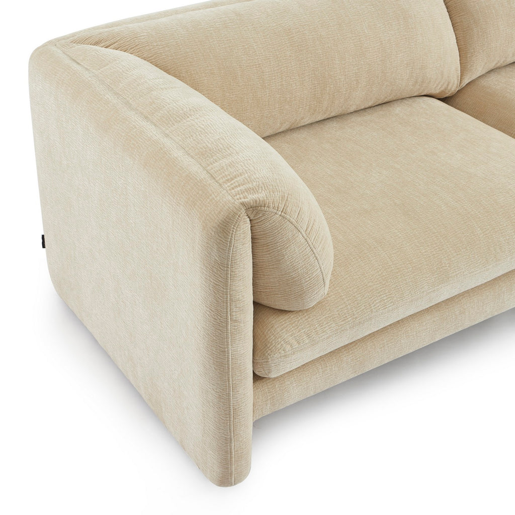 Nikki - 3-Seater Sofa - Textured Velvet - Beige