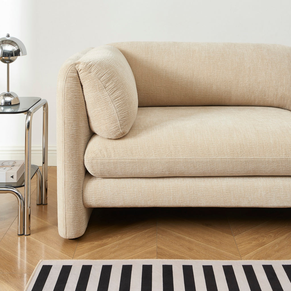 Nikki - 3-Seater Sofa - Textured Velvet - Beige