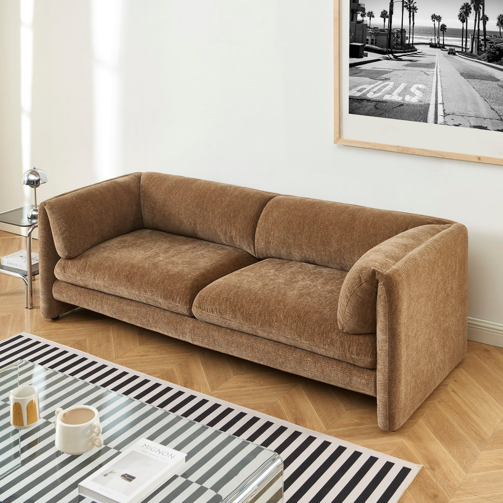 Nikki - 3-Seater Sofa - Textured Velvet - Brown