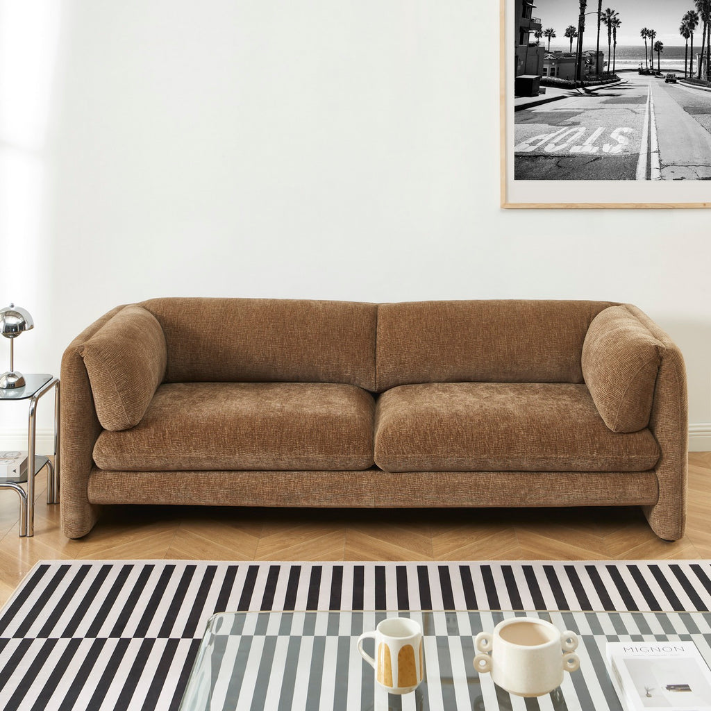 Nikki - 3-Seater Sofa - Textured Velvet - Brown