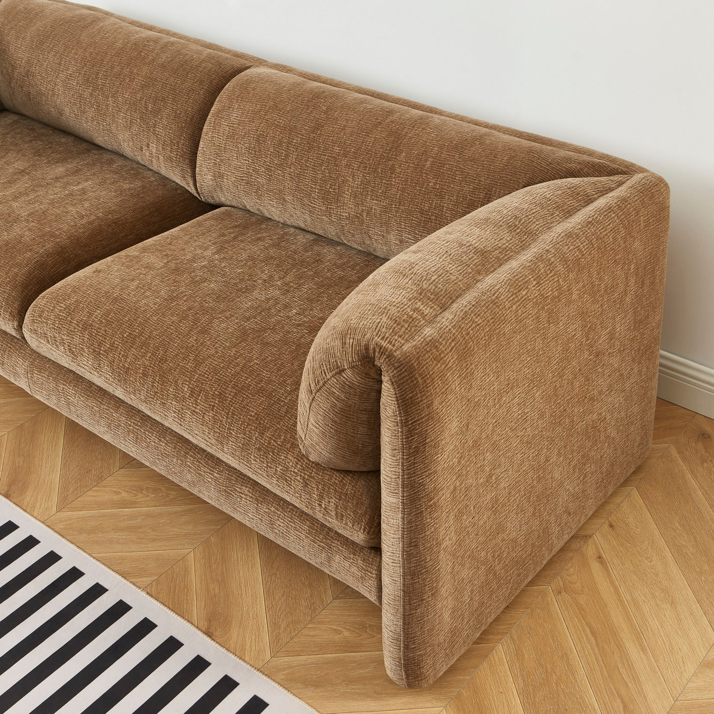 Nikki - 3-Seater Sofa - Textured Velvet - Brown