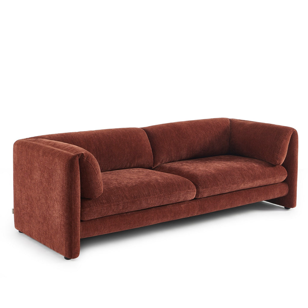 Nikki - 3-Seater Sofa - Textured Velvet - Terracotta