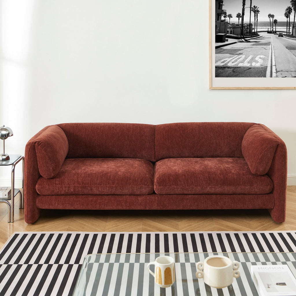 Nikki - 3-Seater Sofa - Textured Velvet - Terracotta
