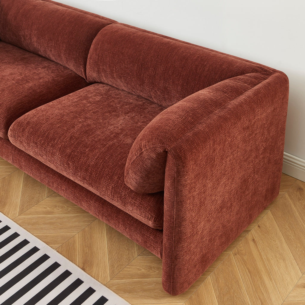 Nikki - 3-Seater Sofa - Textured Velvet - Terracotta