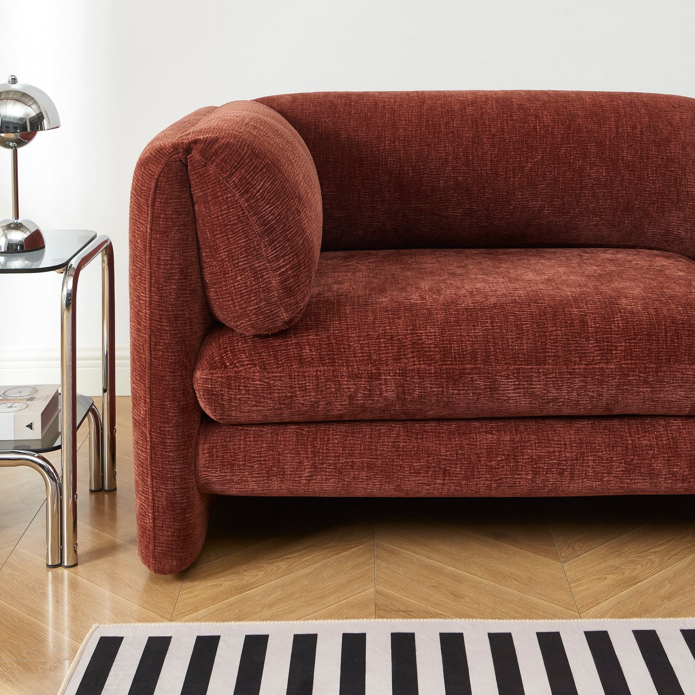 Nikki - 3-Seater Sofa - Textured Velvet - Terracotta