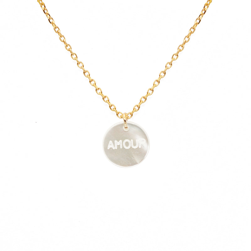 Collier Charm Nacre - Or/Rond Amour