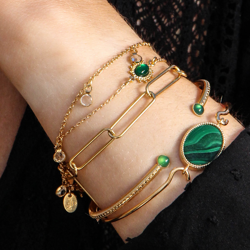 Bracelet Thelma  Agate Verte - Or / Vert