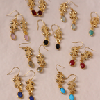 Boucles D'Oreilles Farah - Or & Grenat