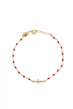 Bracelet Mini Stone Croix - Or & Grenat
