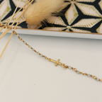 Bracelet Mini Stone Croix Perle De Lune - Or & Blanc