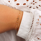 Bracelet Mini Stone Croix Perle De Lune - Or & Blanc