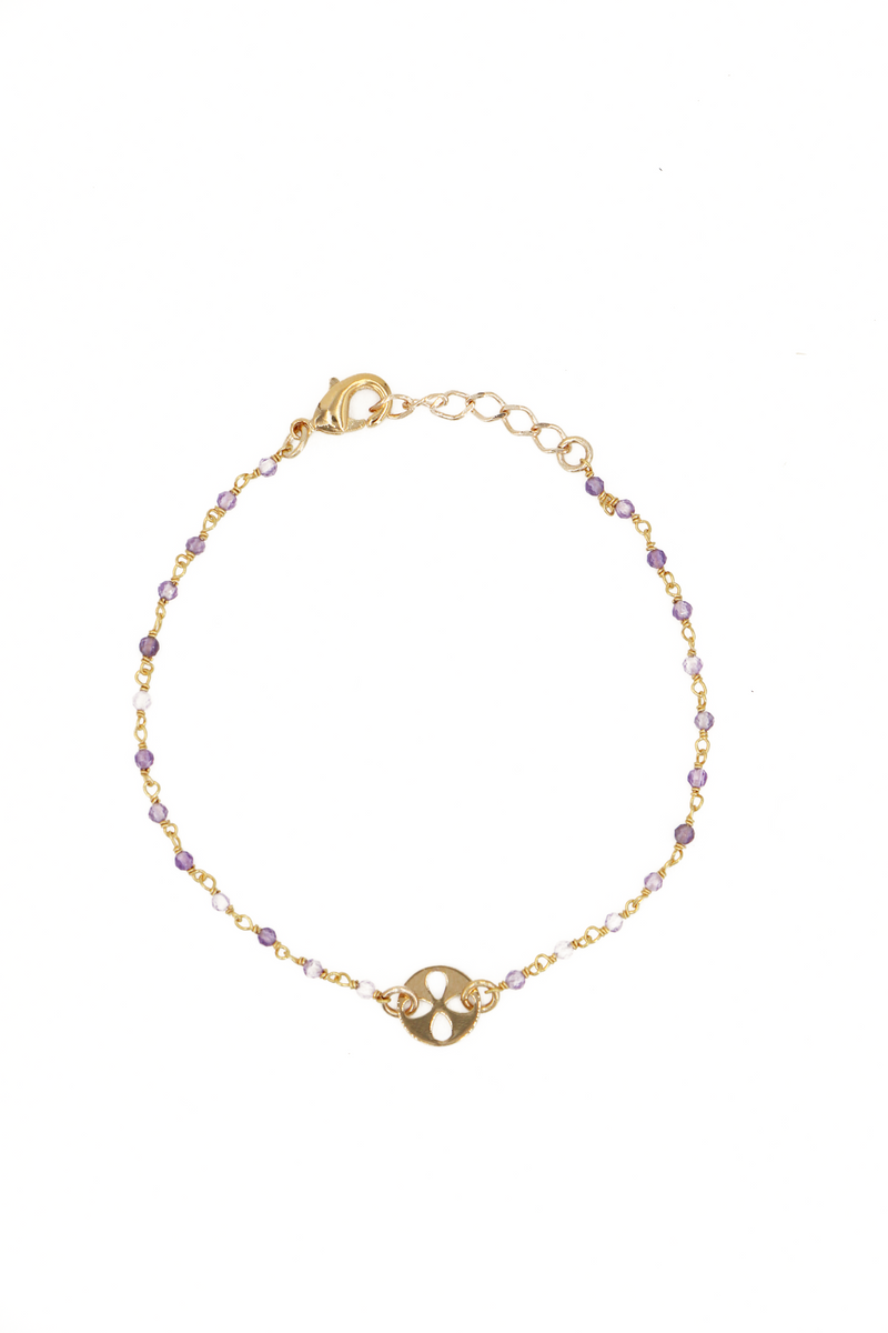 Bracelet Mini Stone Fleur Amethyste - Or / Parme